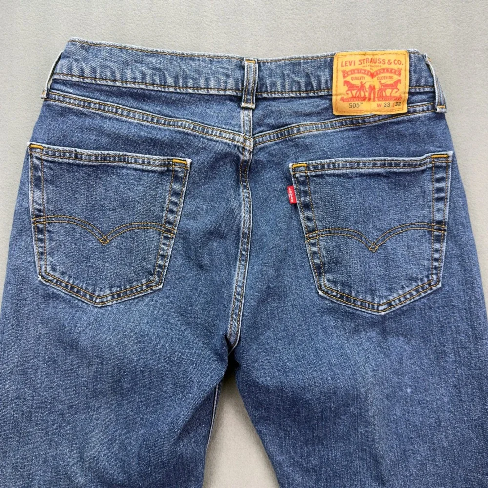 Levis 505 Regular Fit Jeans 33x32 Blue Denim Straight Leg Pants